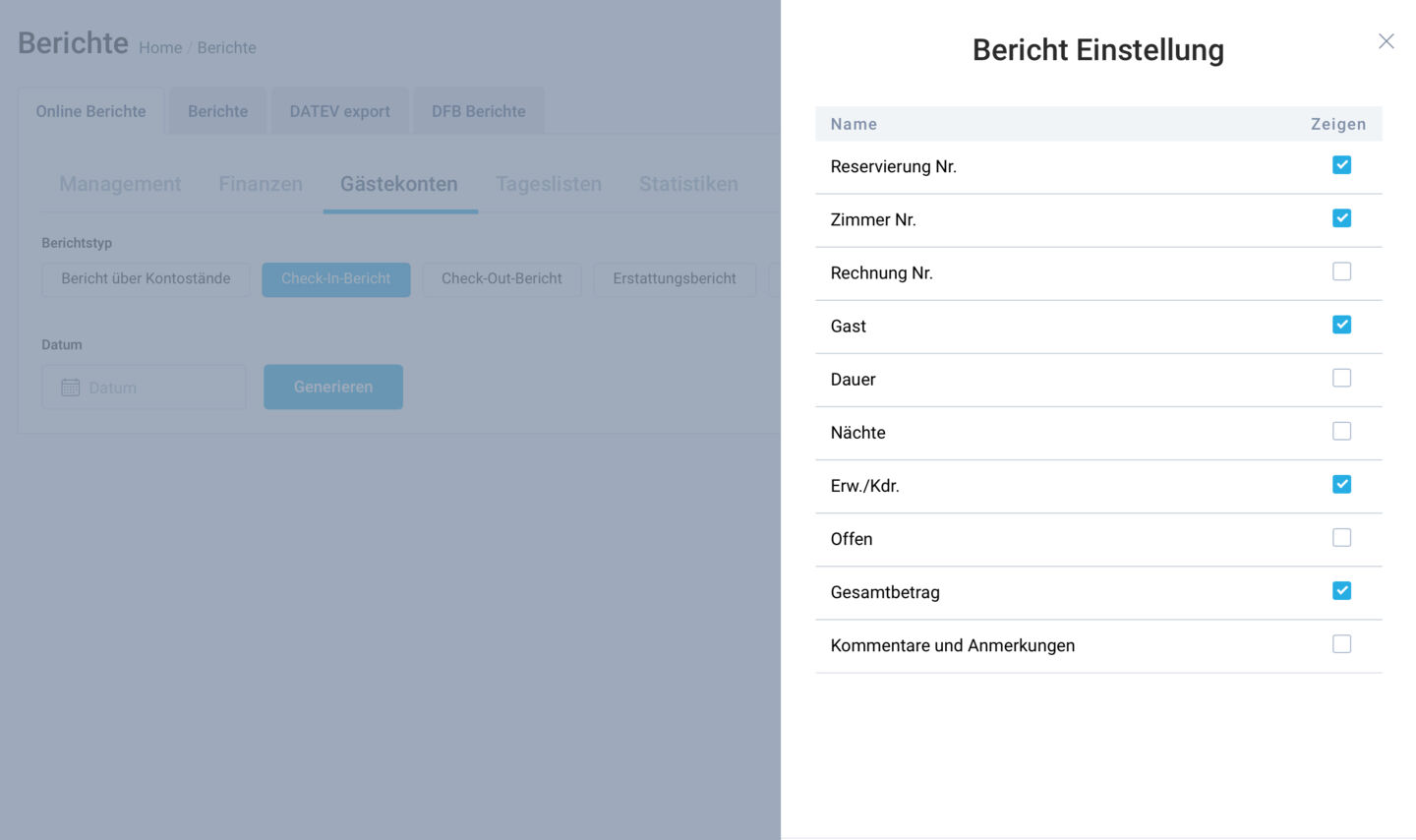 Mehr Anpassungsmöglichkeiten für den Check-in-Bericht