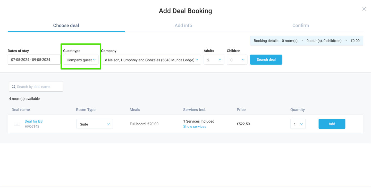 Introducing an option of adding deal bookings for companies