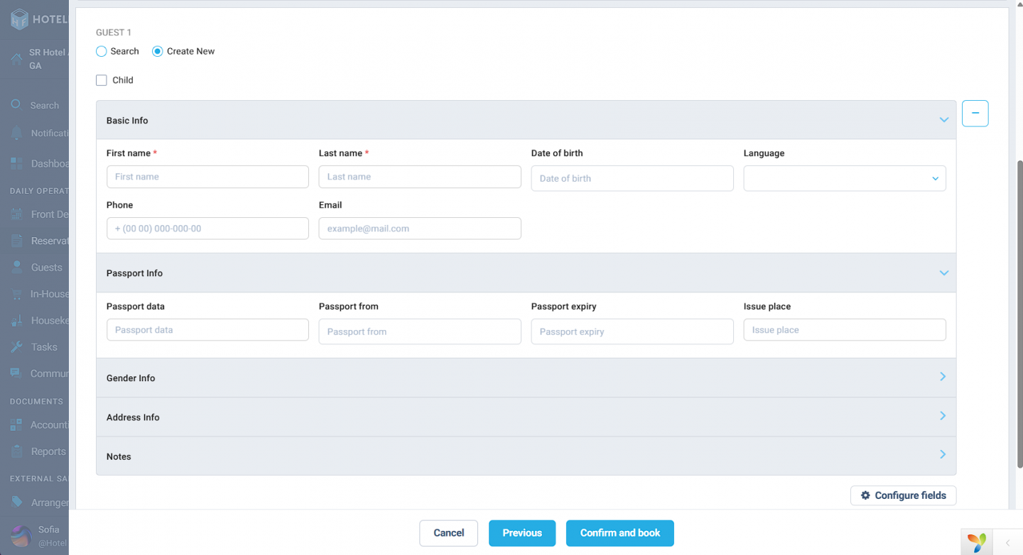 Simplified form for adding extra guests
