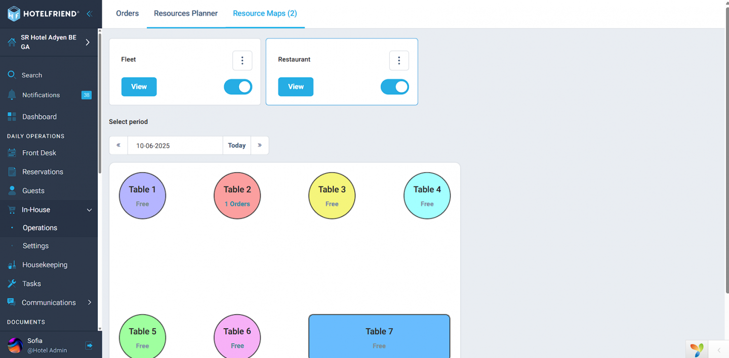 New Resource Maps tab to display the location of hotel facilities