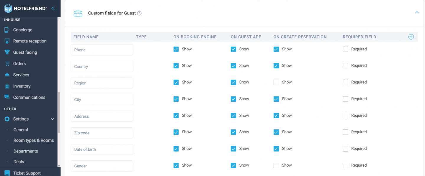 Improved Custom fields for Guest feature in Guest Settings