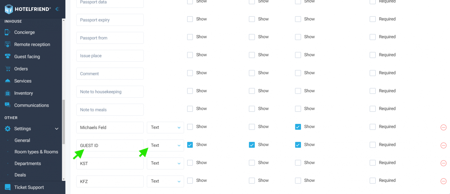 Improved Custom fields for Guest feature in Guest Settings