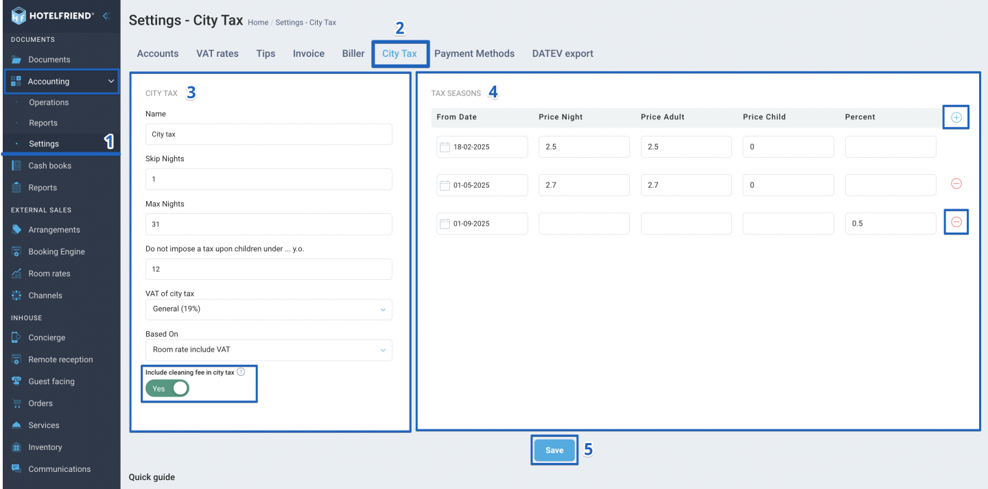 How to set up City Tax in HotelFriend