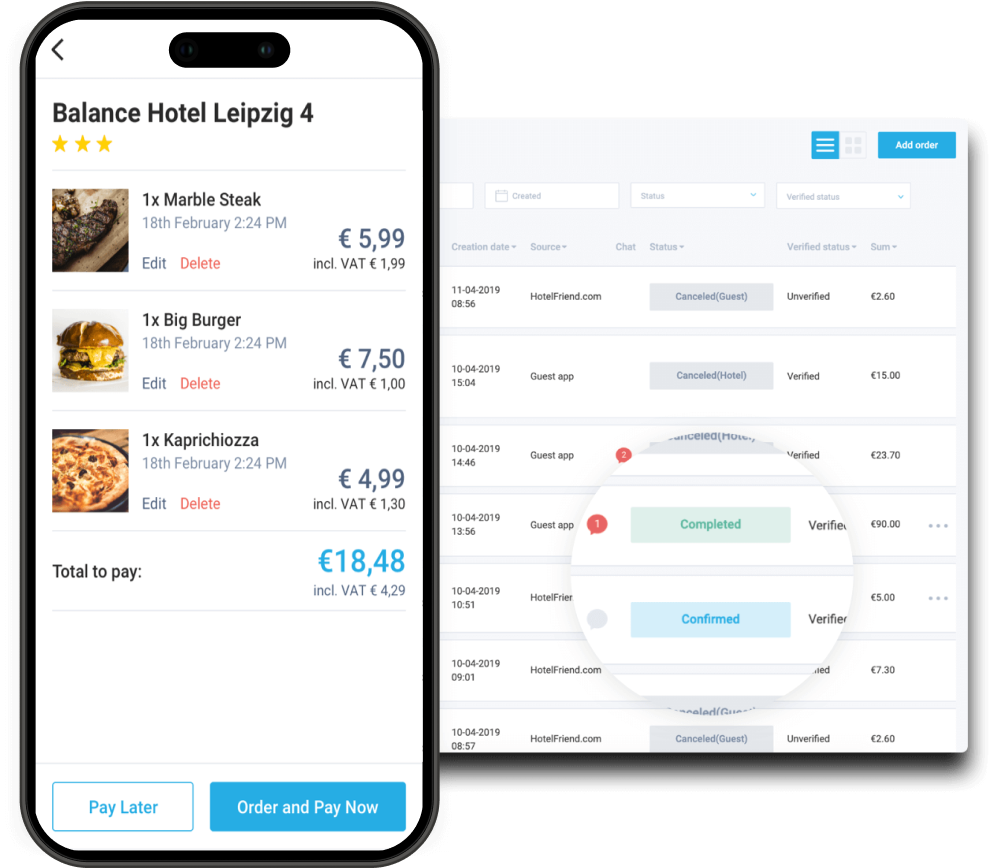Ordering & payments via a mobile app