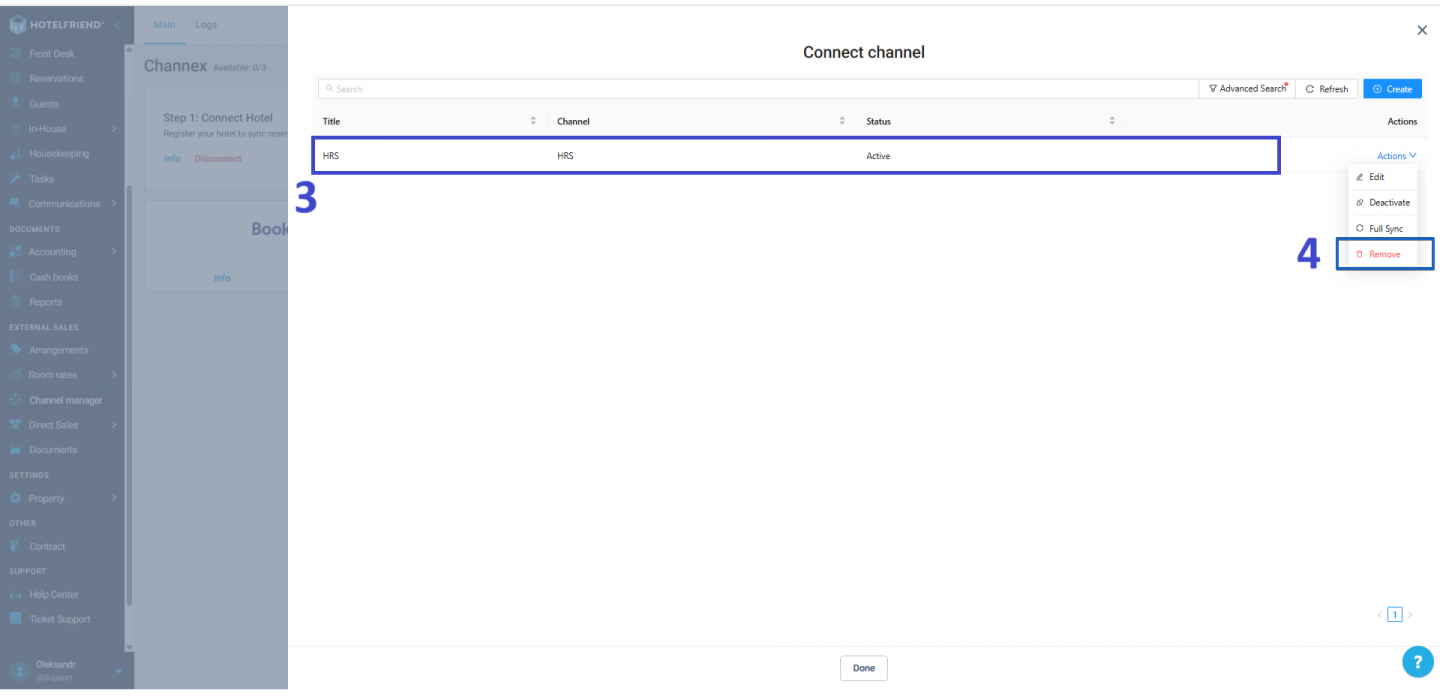 Disconnecting specific channels