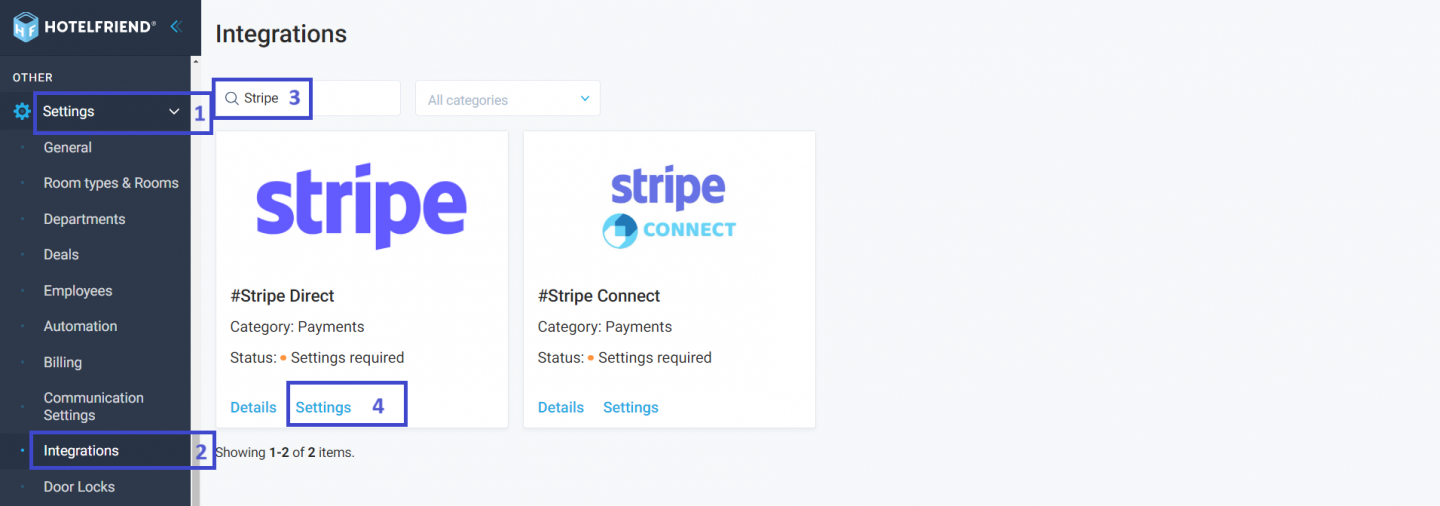 The Stripe Direct feature sends the data to the Stripe system, HotelFriend will receive the data later, depending on your configuration.