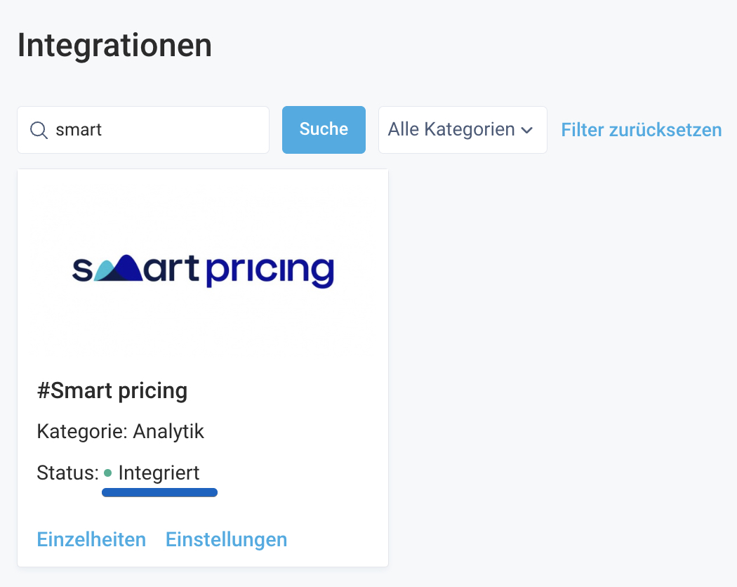 Prüfen Sie, ob der Integrationsstatus auf „integriert“ geändert wurde.