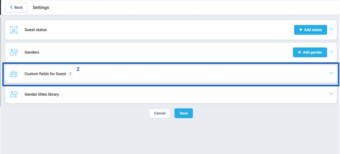 Locate the Custom fields for Guest block and click on it.