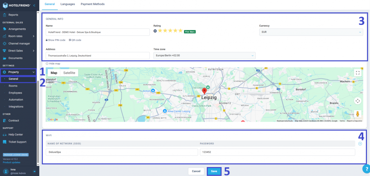 How to set up a general hotel info