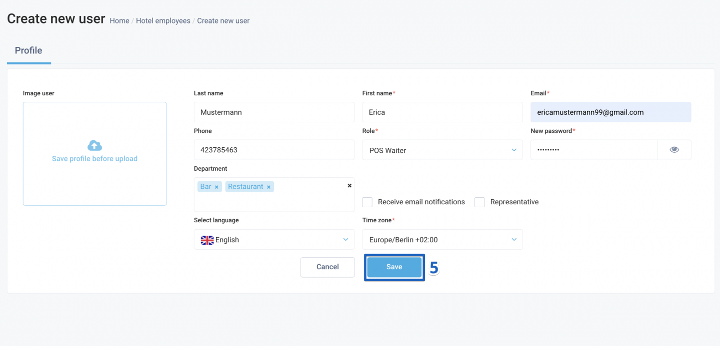 Click Save to confirm and apply the changes.