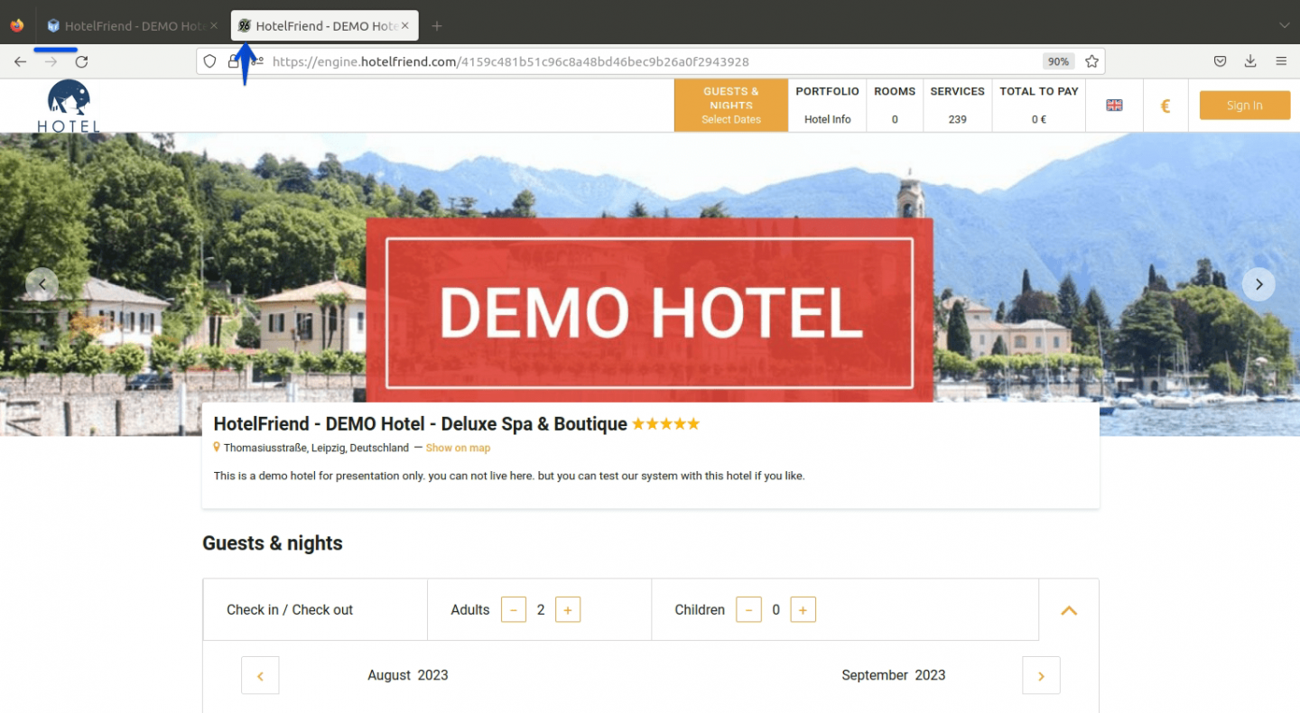 Click on the Preview Booking Engine button and verify the changes.