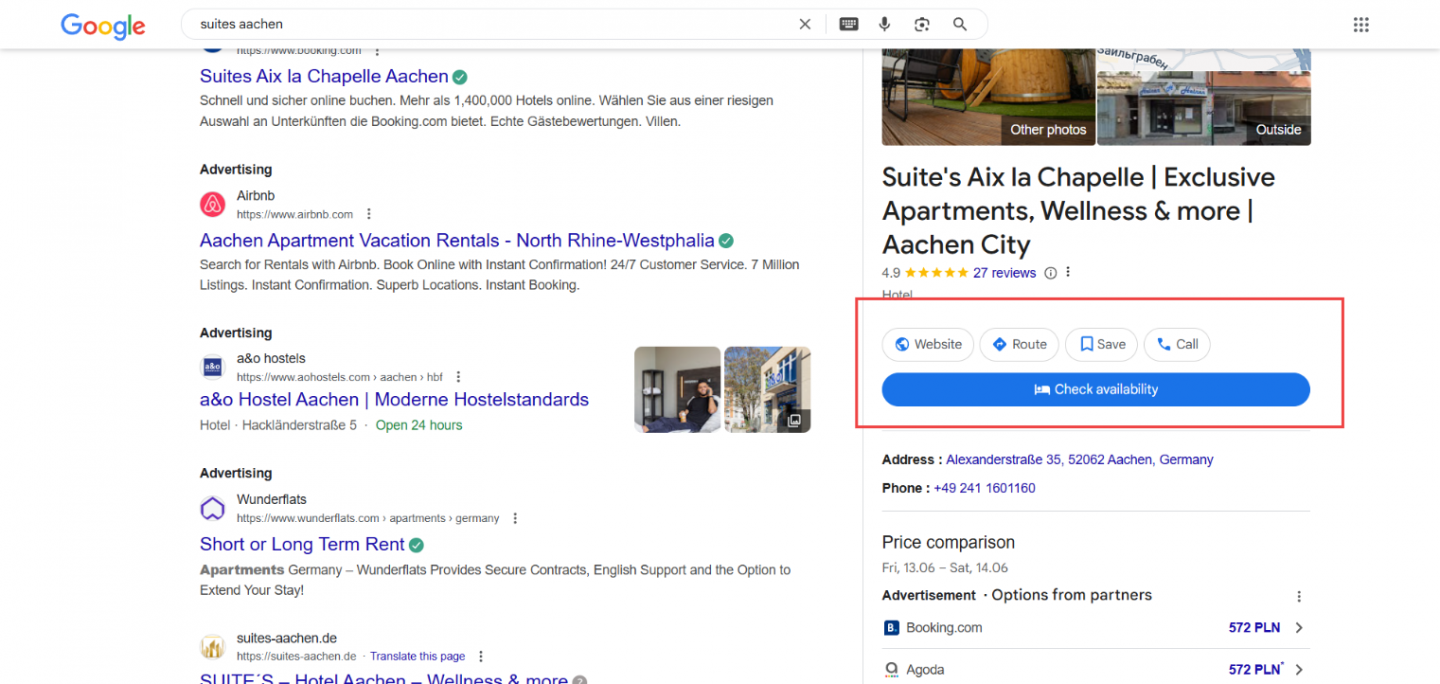 When your HotelFriend PMS is connected to Google Hotels