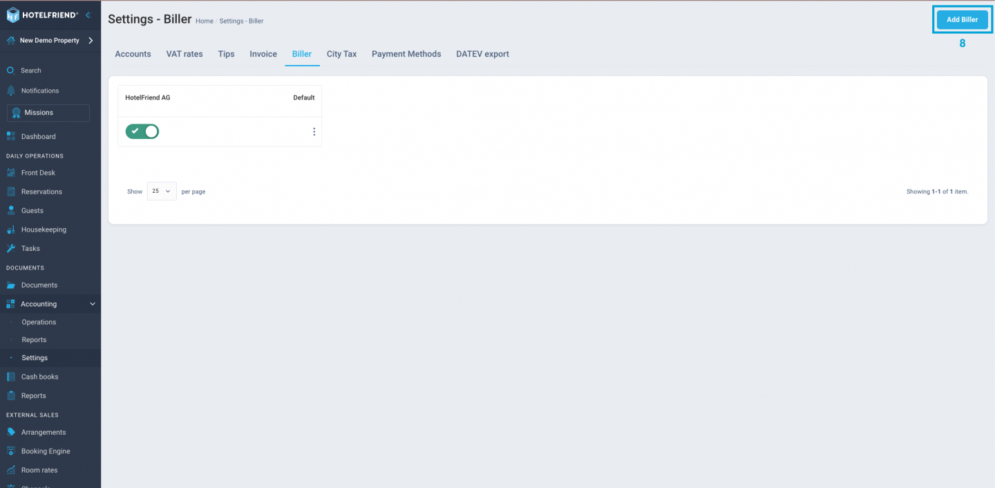 If you need to add a new Biller, click on the Add Biller button.