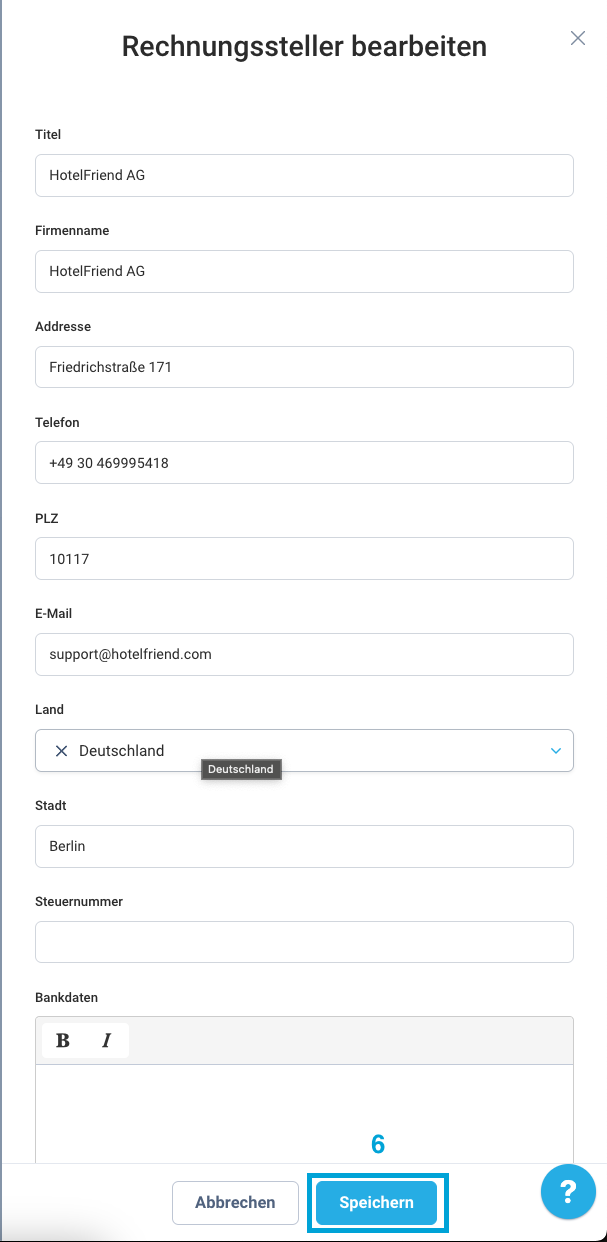 Klicken Sie auf Speichern, um die Änderungen zu übernehmen.