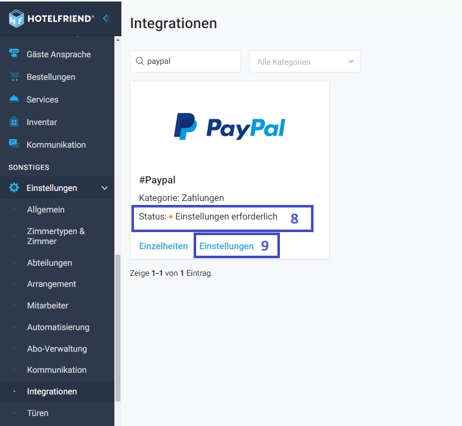 Klicken Sie auf Settings.