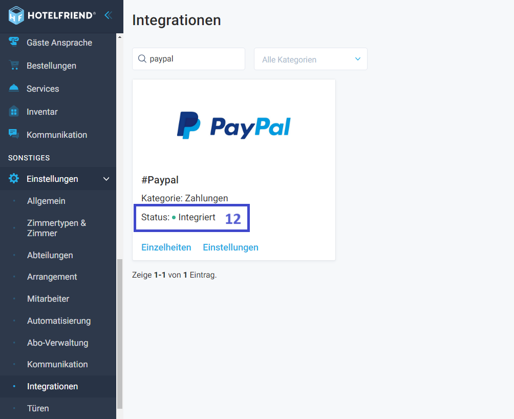Ihr PayPal-Konto ist nun erfolgreich integriert. Gut gemacht!