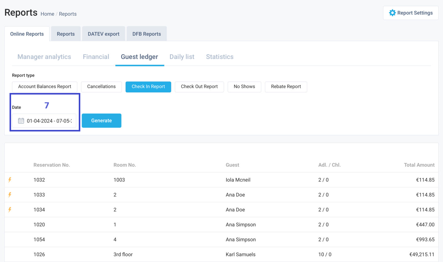 Choose the Date parameter to configure the date range of the report.