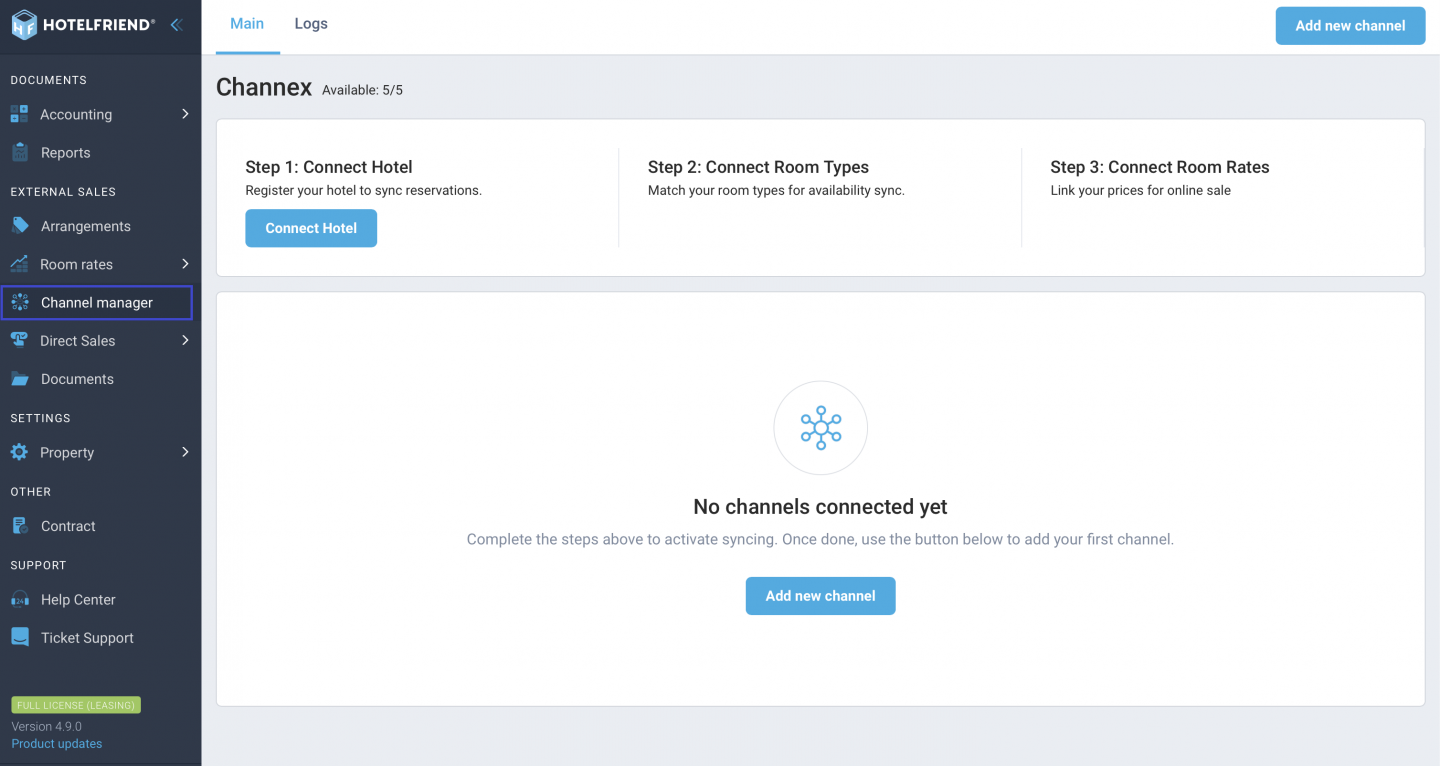 Log in as Hotel Admin and go to the Channel Manager module.