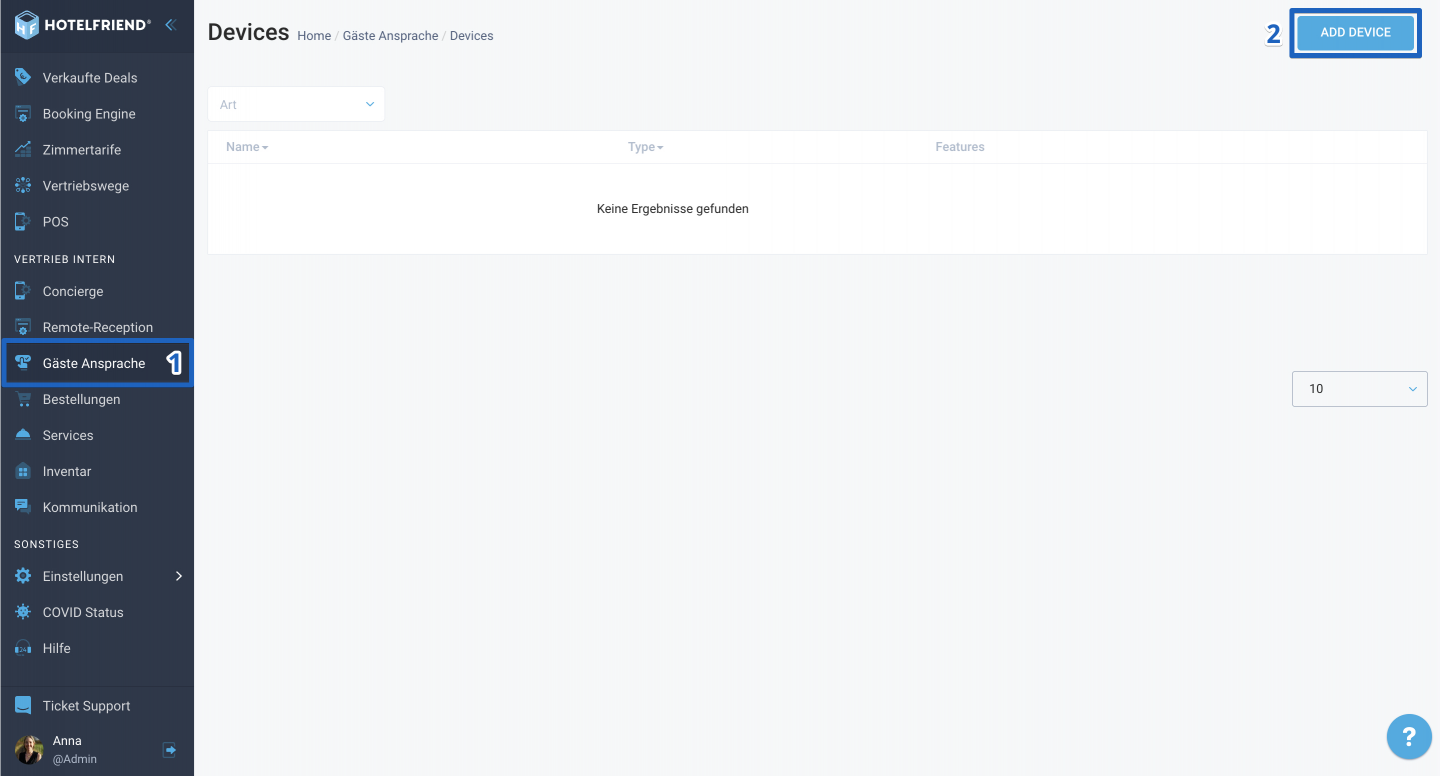 Klicken Sie in der oberen rechten Ecke auf die Schaltfläche Gerät hinzufügen.