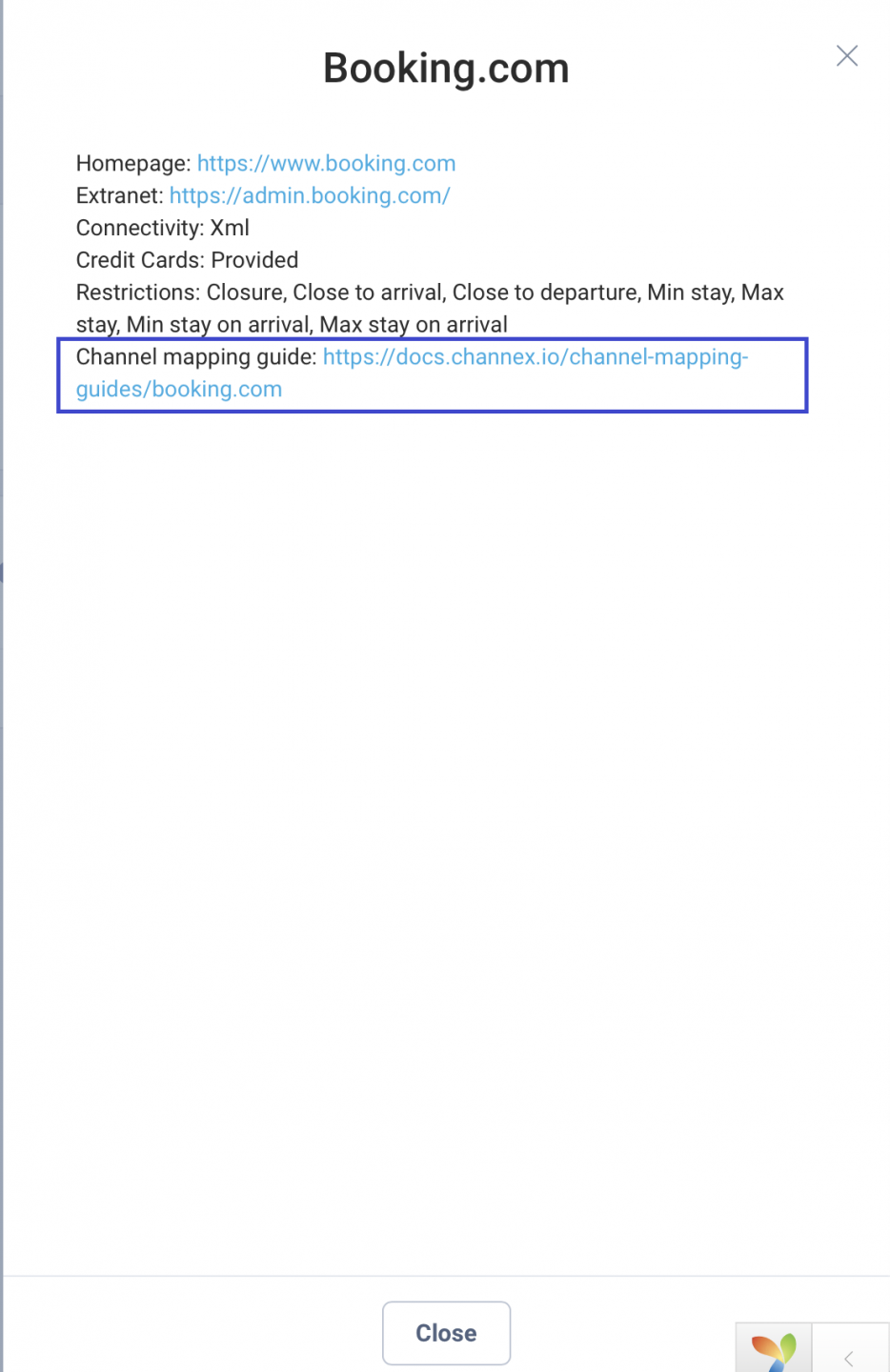 Additionally, you can access the relevant setup guide directly from the Info window within each channel in HotelFriend.