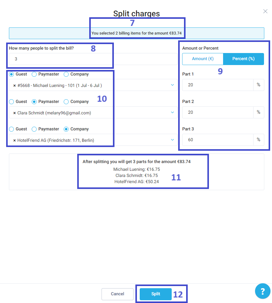 Click Split to finalize the process.