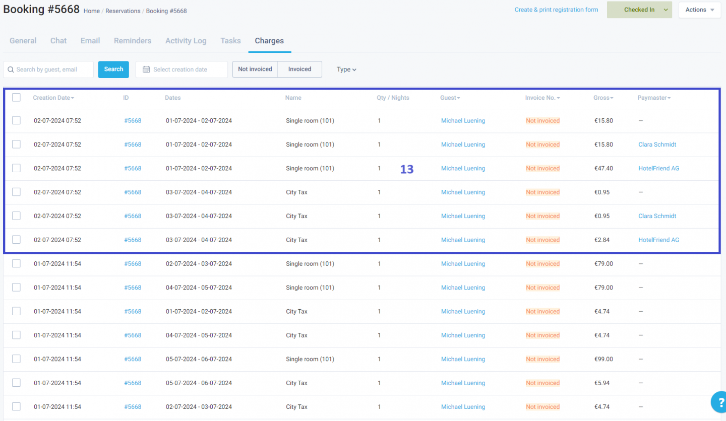 Your booking charges are now split between the parties.