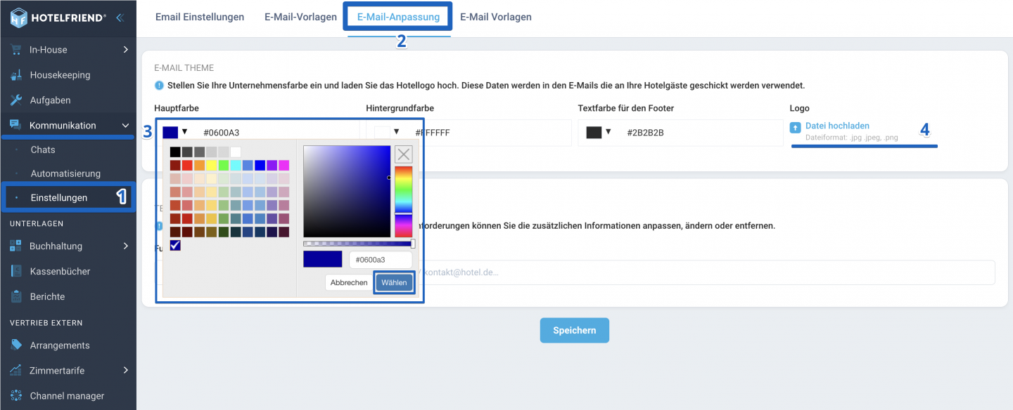 Um Ihre E-Mails anzupassen, befolgen Sie bitte diese Anweisungen