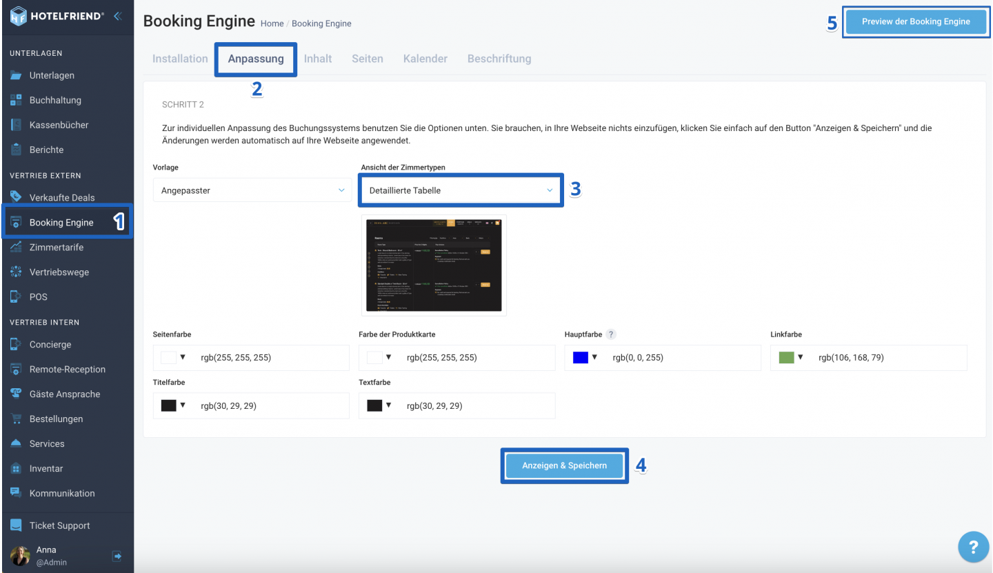 Detaillierte Zimmerübersicht in der HotelFriend Booking Engine