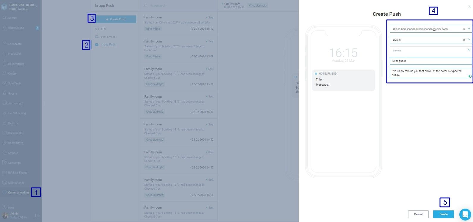 How to create in-app Push