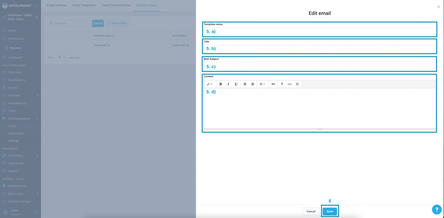 Fill in the required fields to create your email template