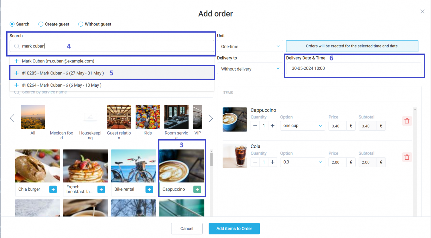Add the PRIMARY GUEST data or use the search if the guest data has already been entered into the database.