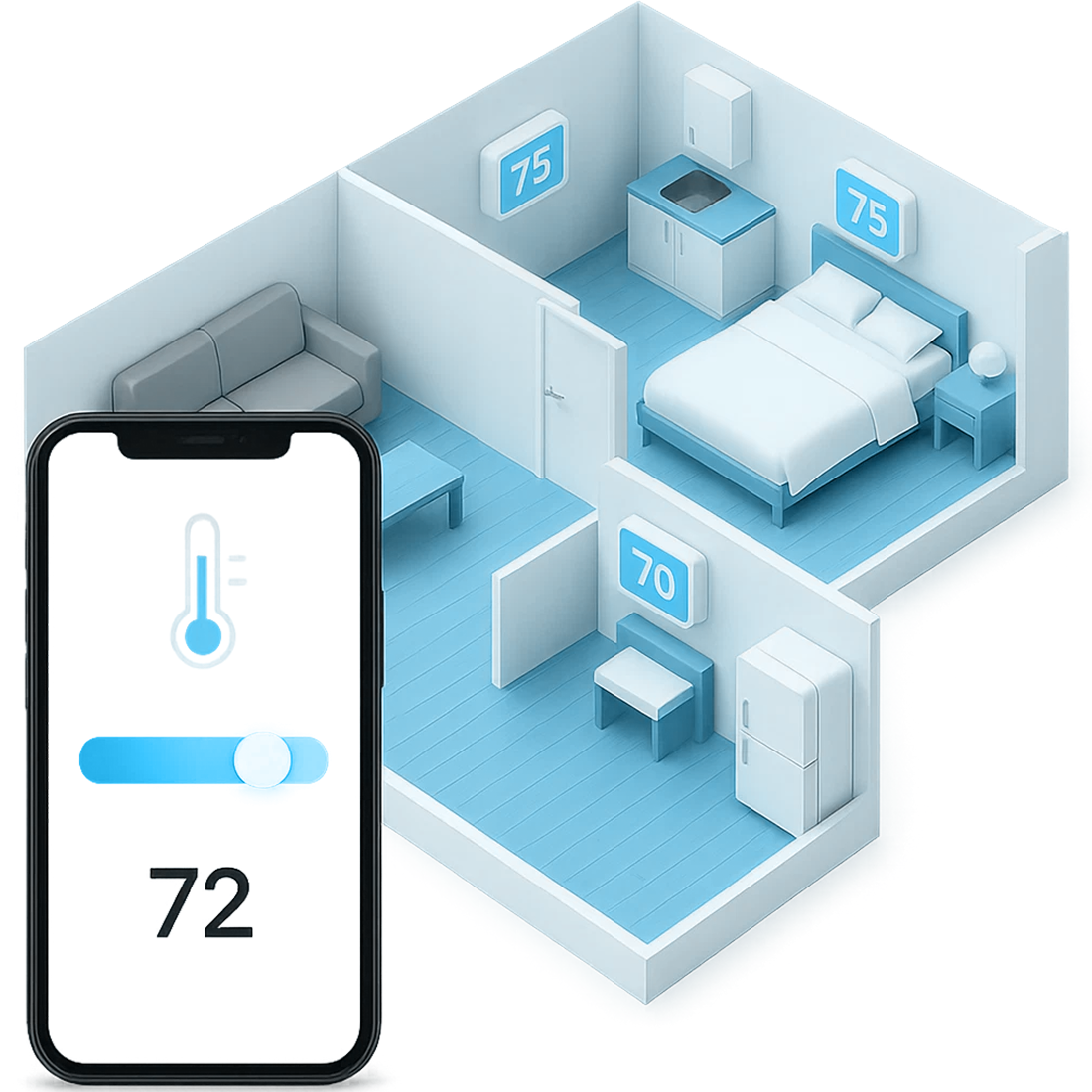 Fine-tune the temperature in any zone of the room with an intuitive slider.