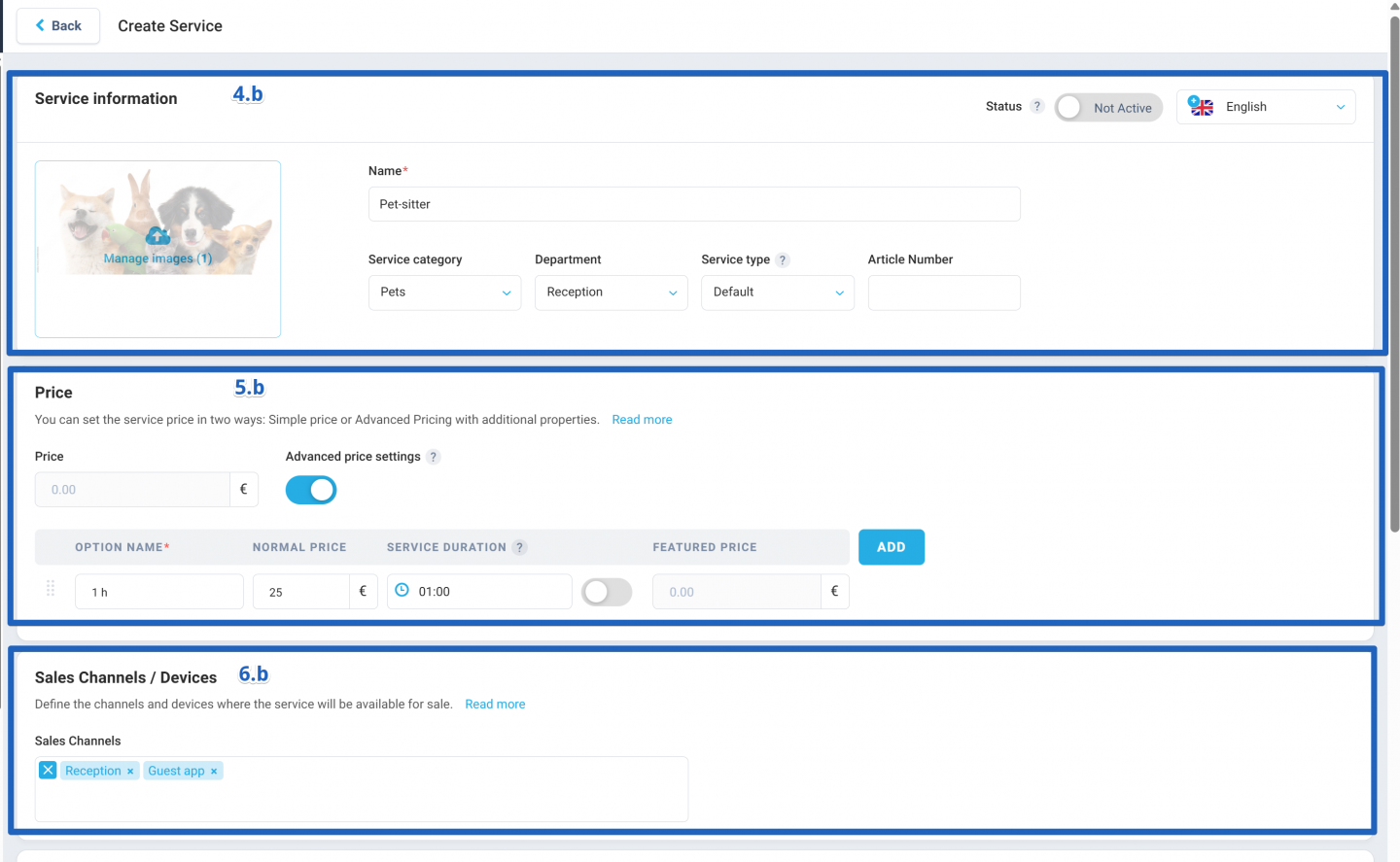 Choose the appropriate Sales Channels and Devices from the dropdown menu.