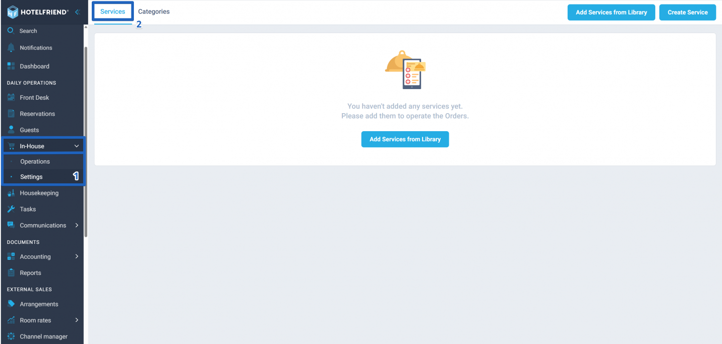 In the menu on the left, click on the In-House module and choose Settings.