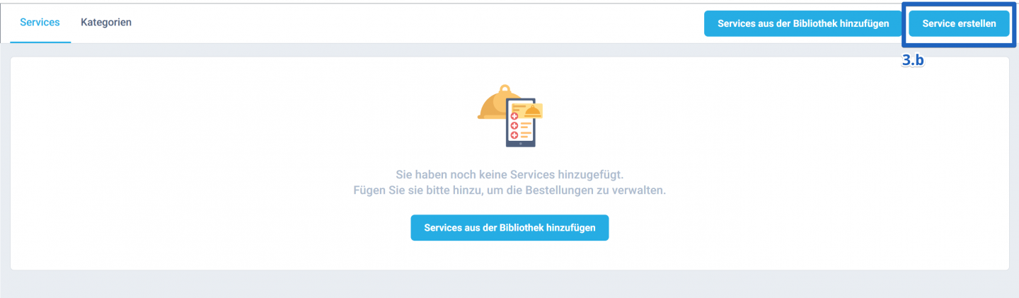 b. Klicken Sie auf Service erstellen, um einen neuen Service manuell anzulegen