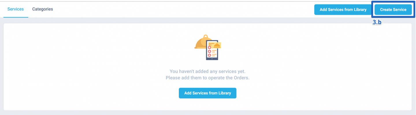 b. Click on the Create Service button to create a service from scratch.